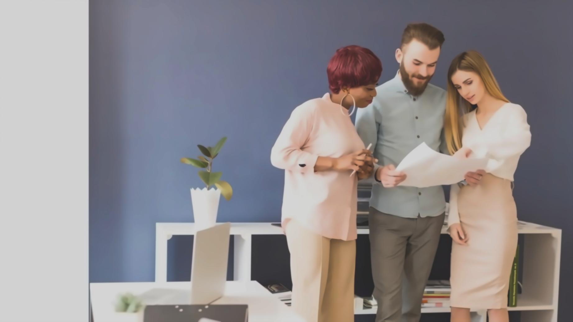 Professional business planning consultation showing financial documents and strategic planning materials